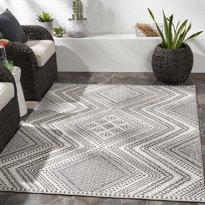 Queanbeyan Ivory And Gray Modern Style Area Rug