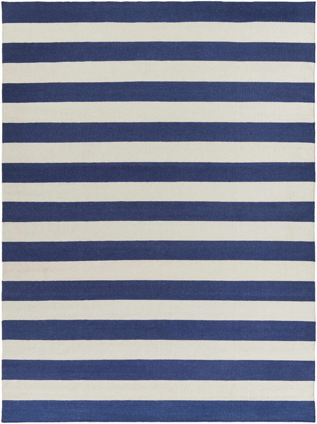 Queenborough Modern Stripes Navy And Ivory Hand Woven Wool Rug - The Rug Decor