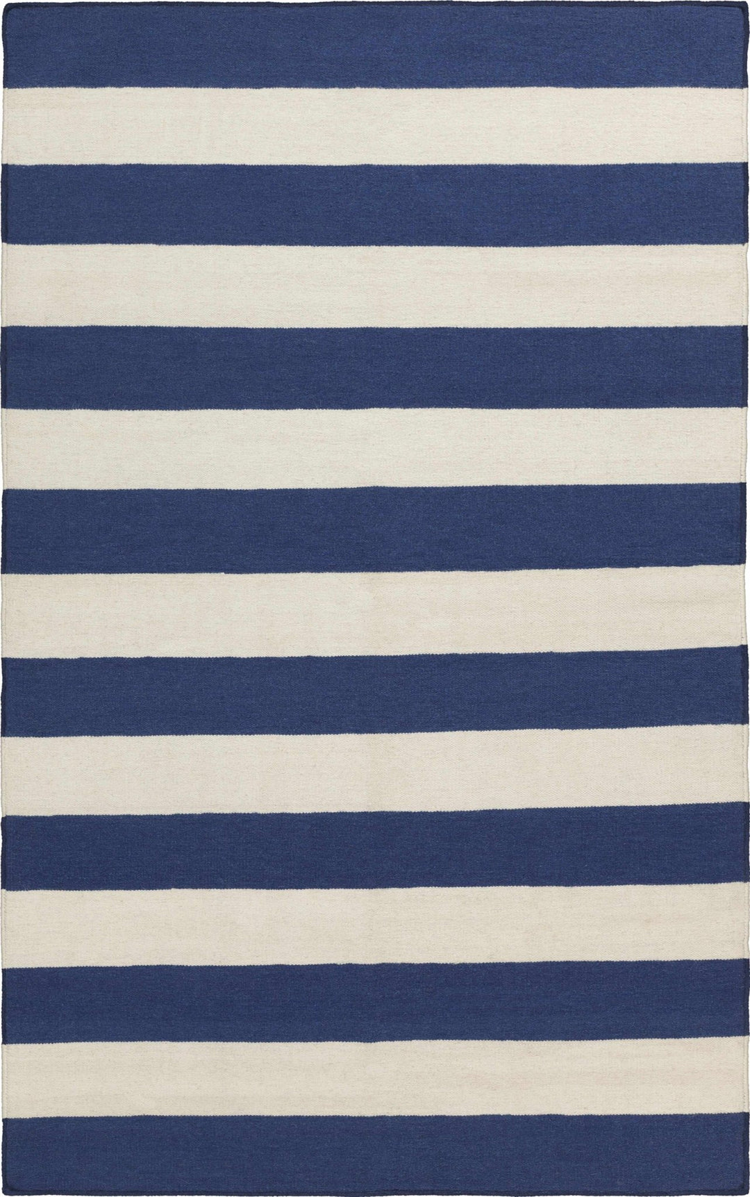 Queenborough Modern Stripes Navy And Ivory Hand Woven Wool Rug - The Rug Decor