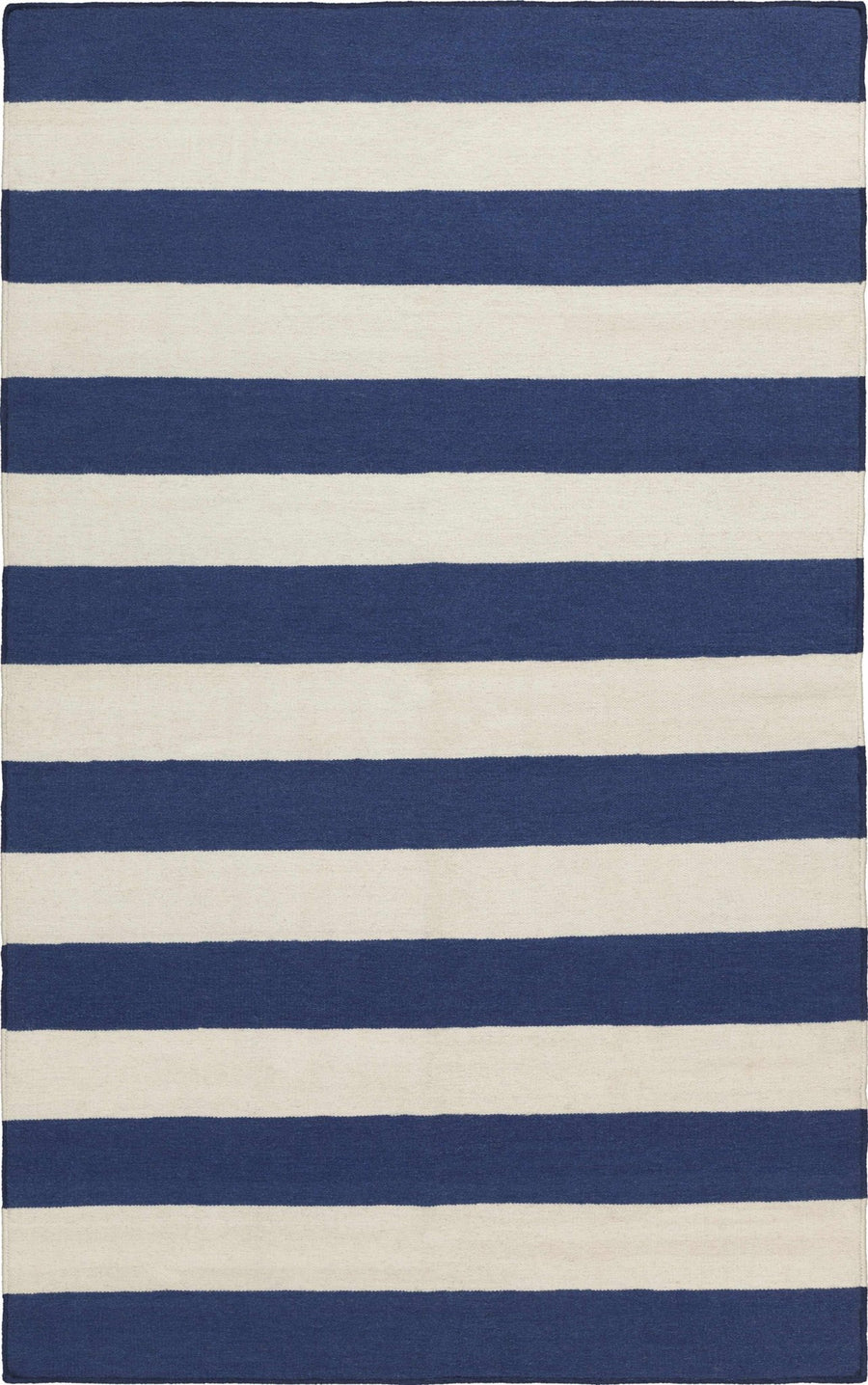 Queenborough Modern Stripes Navy And Ivory Hand Woven Wool Rug - The Rug Decor