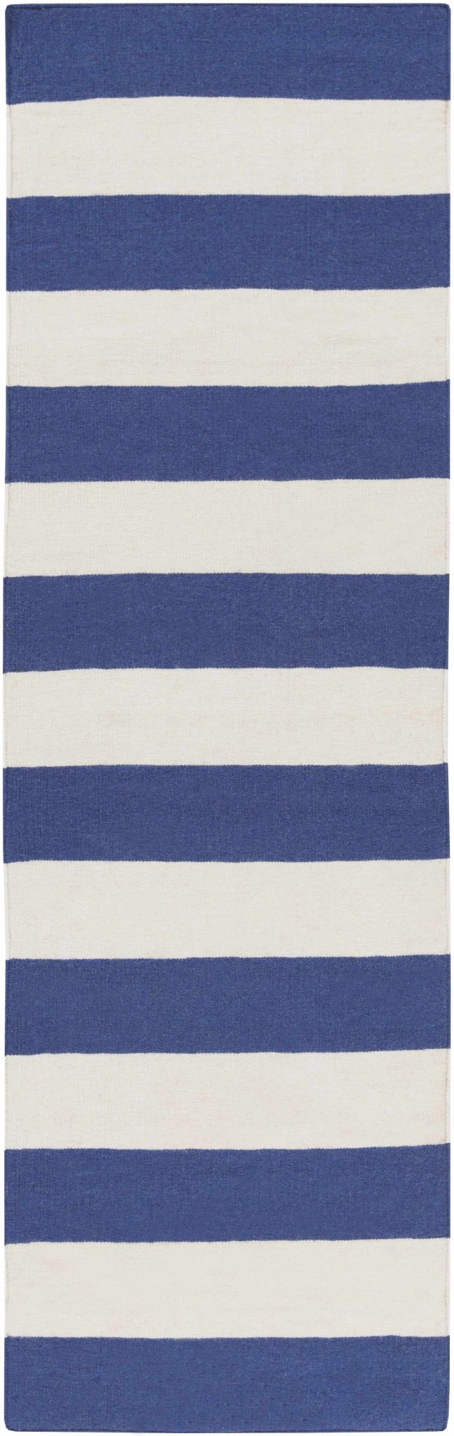 Queenborough Modern Stripes Navy And Ivory Hand Woven Wool Rug - The Rug Decor