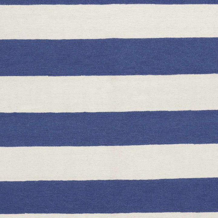 Queenborough Modern Stripes Navy And Ivory Hand Woven Wool Rug - The Rug Decor