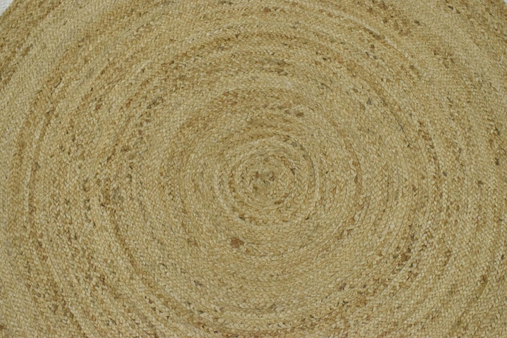 Quick Ship 1x1 Round Solid Natural Brown Hand Braided Jute Rug - The Rug Decor