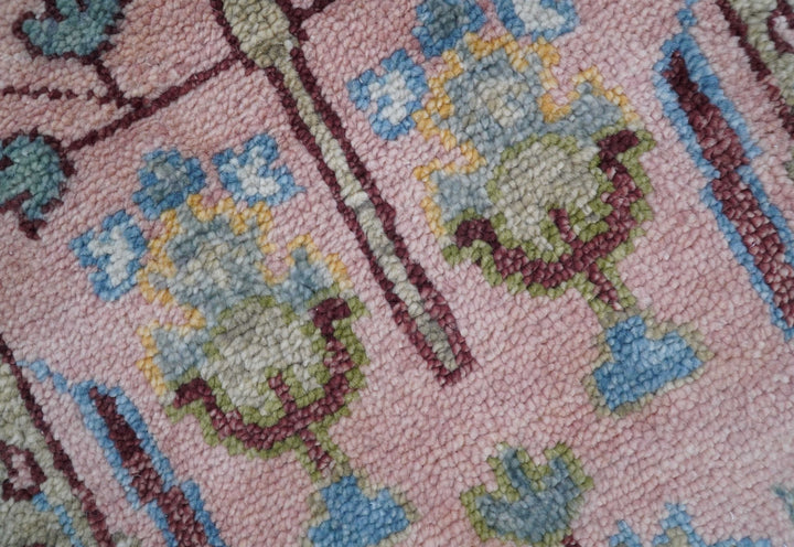 Quick Ship 2.6x8 Hand Knotted Tree of life Pink And Olive Wool Rug - The Rug Decor
