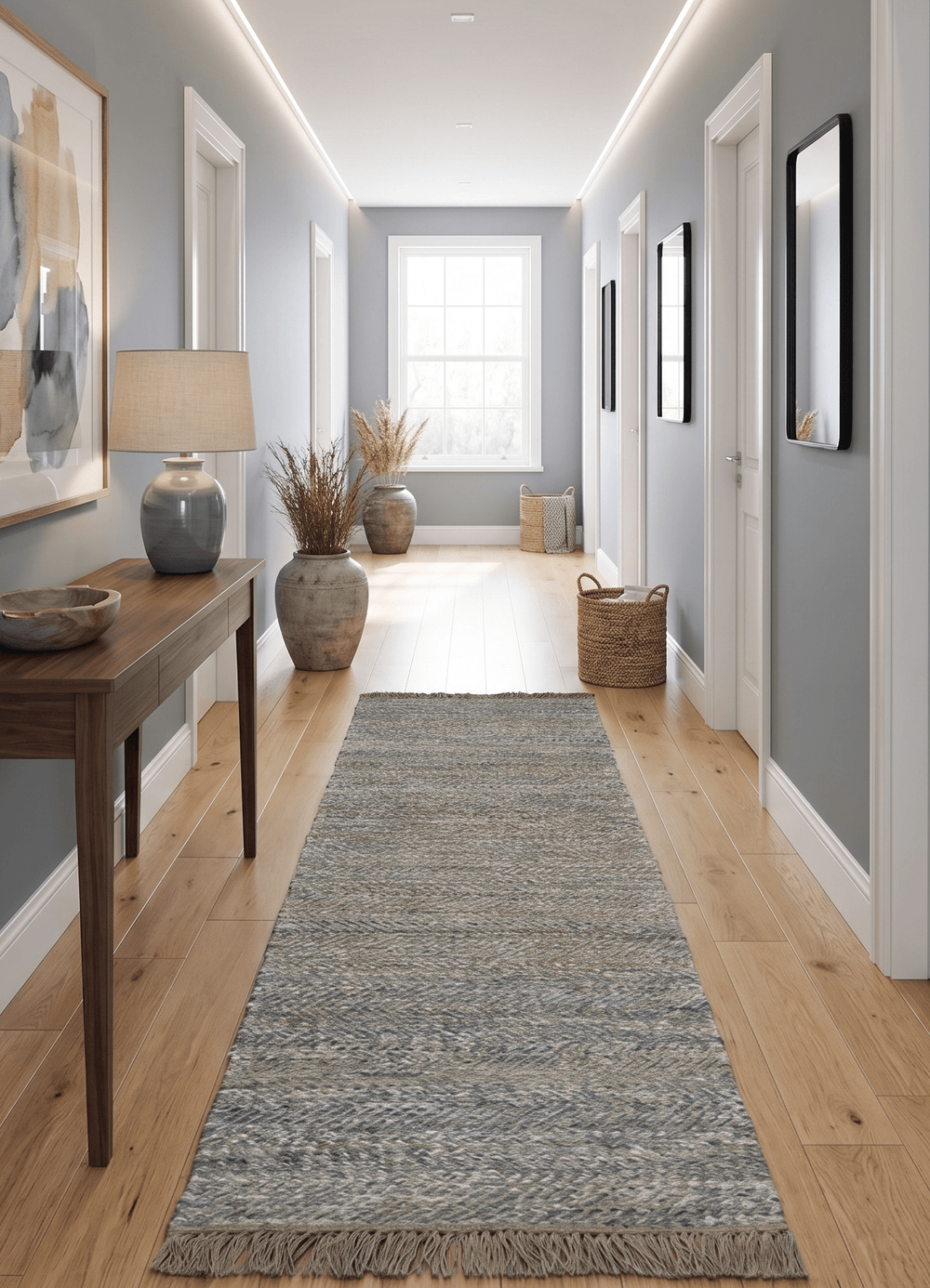 Quick Ship 2.6x8 Modern Gray And Brown Hand Woven Jute and Art Silk Rug - The Rug Decor