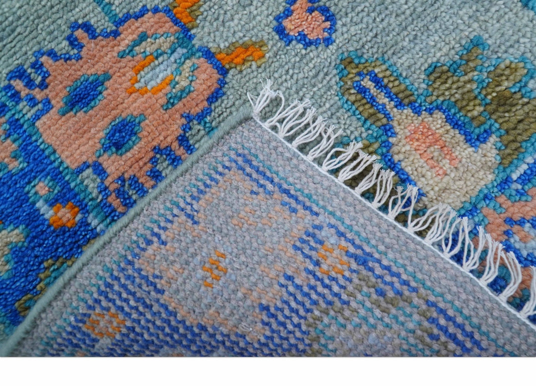 Quick Ship 2.6x8 Traditional Silver And Blue Hand Knotted Wool Rug - The Rug Decor