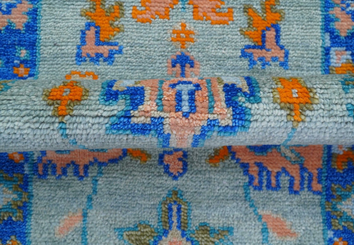 Quick Ship 2.6x8 Traditional Silver And Blue Hand Knotted Wool Rug - The Rug Decor