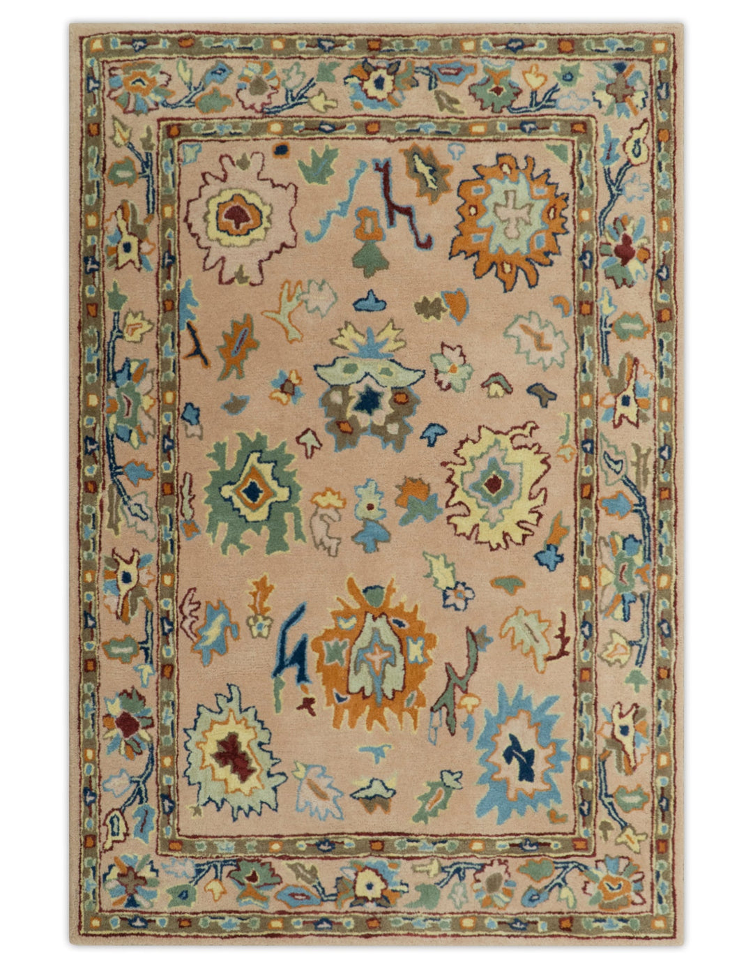 Quick Ship 2x3 Hand Tufted Modern Oushak Peach And Rust Wool Rug - The Rug Decor