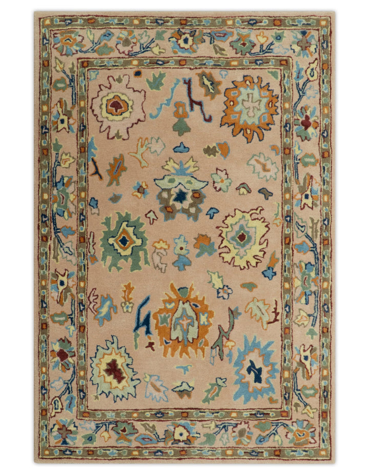 Quick Ship 2x3 Hand Tufted Modern Oushak Peach And Rust Wool Rug - The Rug Decor