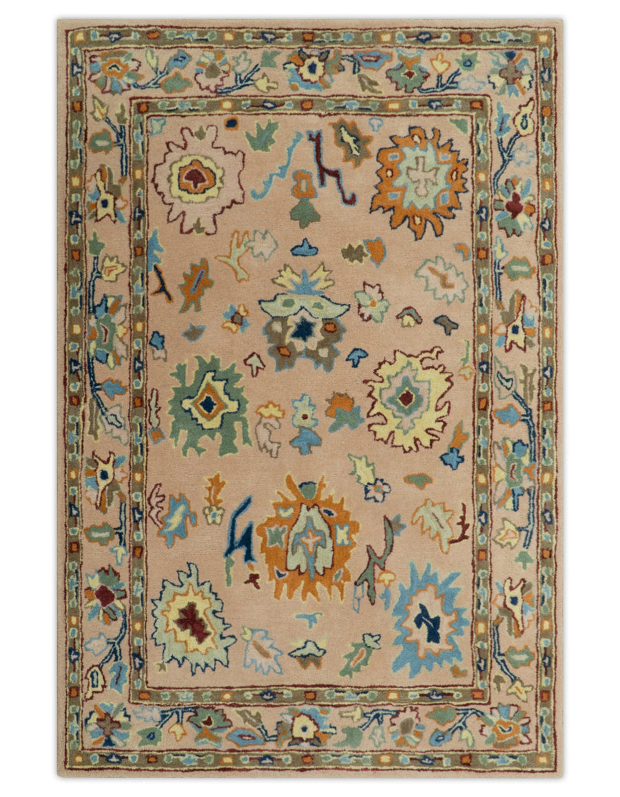 Quick Ship 2x3 Hand Tufted Modern Oushak Peach And Rust Wool Rug - The Rug Decor