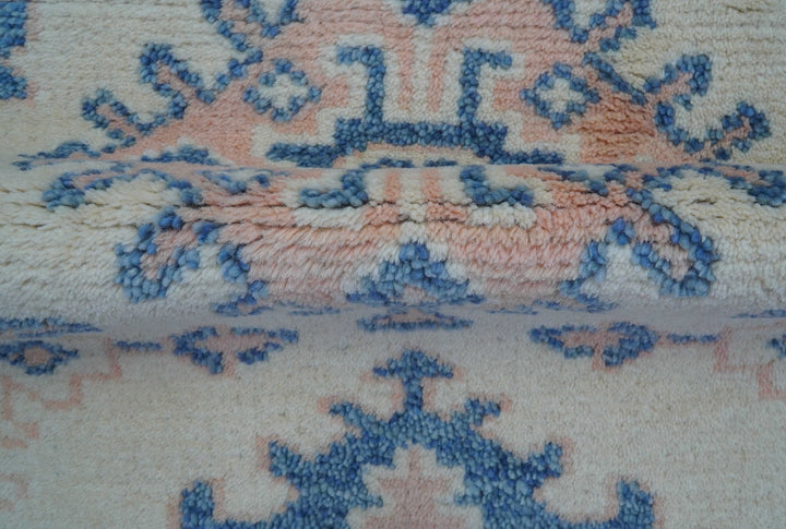Quick Ship 2x3 Traditional Style Ivory And Blue Hand Knotted Wool Rug - The Rug Decor