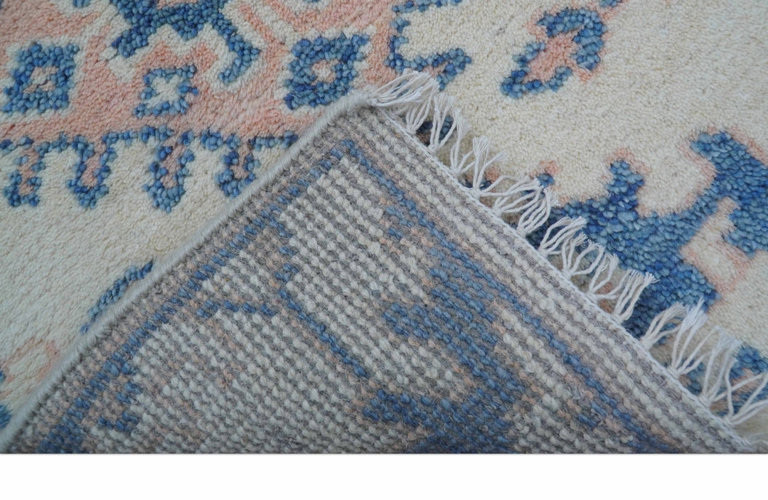 Quick Ship 2x3 Traditional Style Ivory And Blue Hand Knotted Wool Rug - The Rug Decor