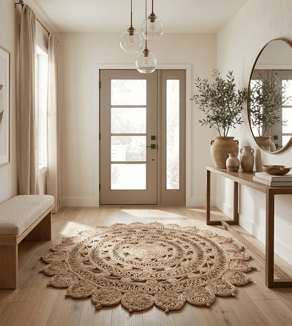 Quick Ship 4x4 Round Hand Braided Natural Brown Jute Rug - The Rug Decor
