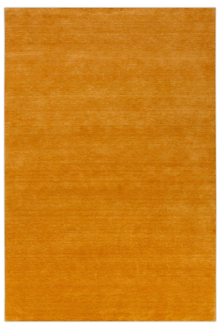 Quick Ship 5x7 Modern Solid Gold Hand Loomed Wool Rug - The Rug Decor