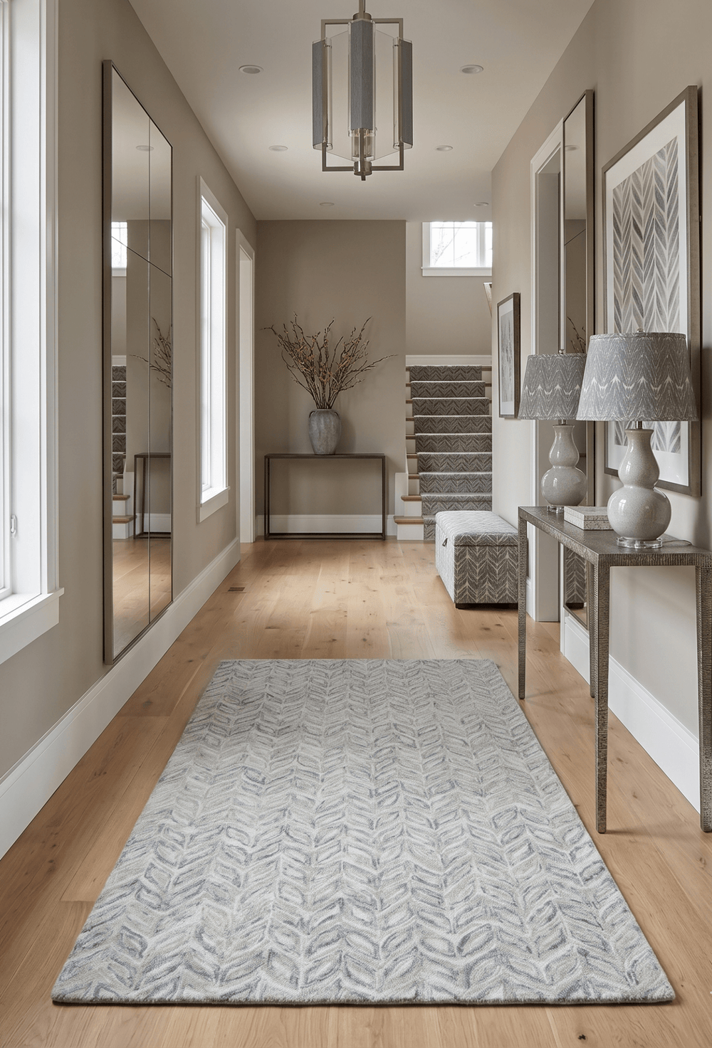 Quick Ship 5x8 Hand Tufted Modern Style Beige And Gray Wool Rug - The Rug Decor