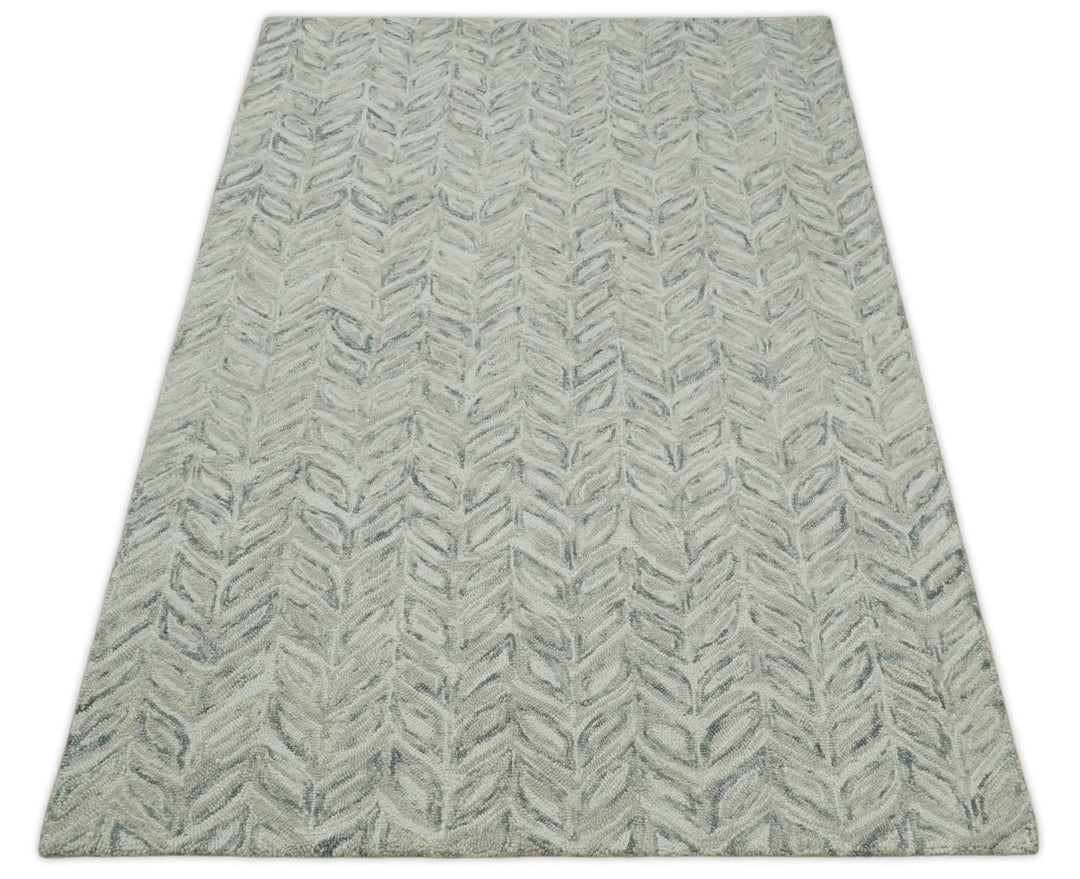 Quick Ship 5x8 Hand Tufted Modern Style Beige And Gray Wool Rug - The Rug Decor