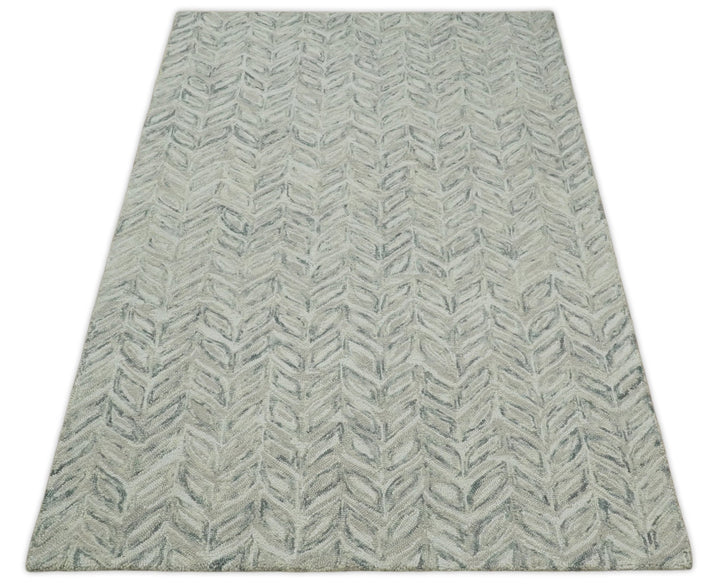 Quick Ship 5x8 Hand Tufted Modern Style Beige And Gray Wool Rug - The Rug Decor