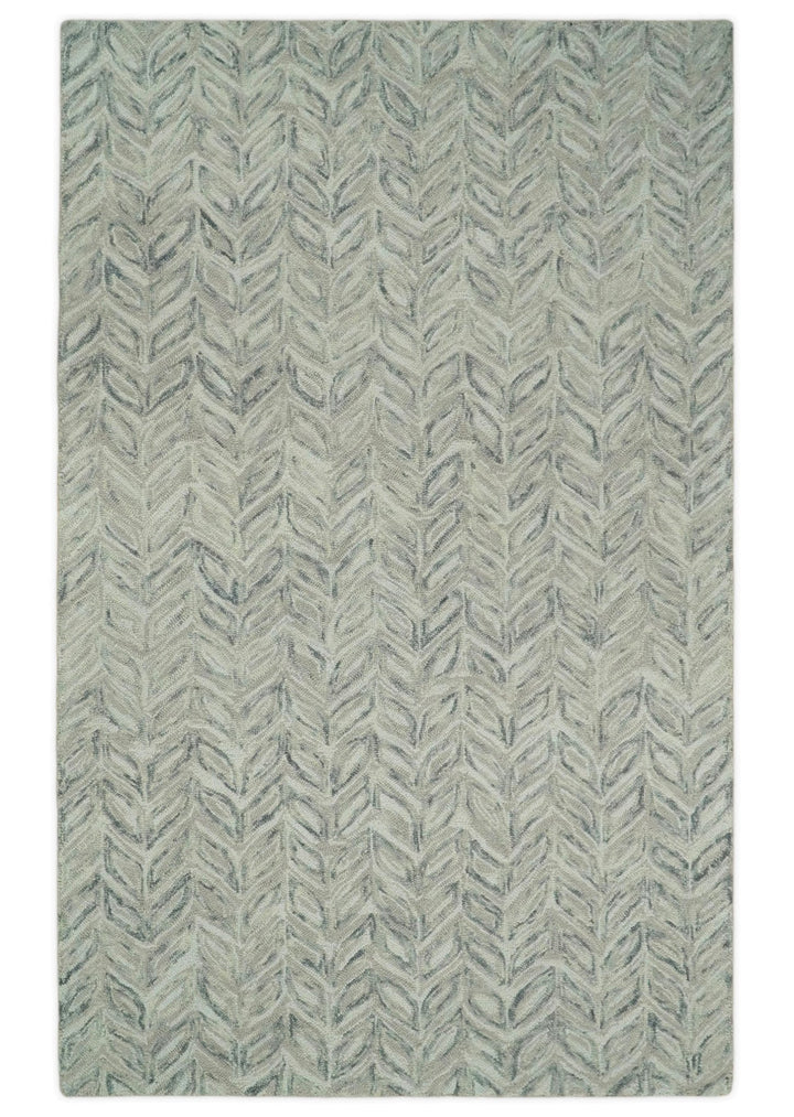 Quick Ship 5x8 Hand Tufted Modern Style Beige And Gray Wool Rug - The Rug Decor