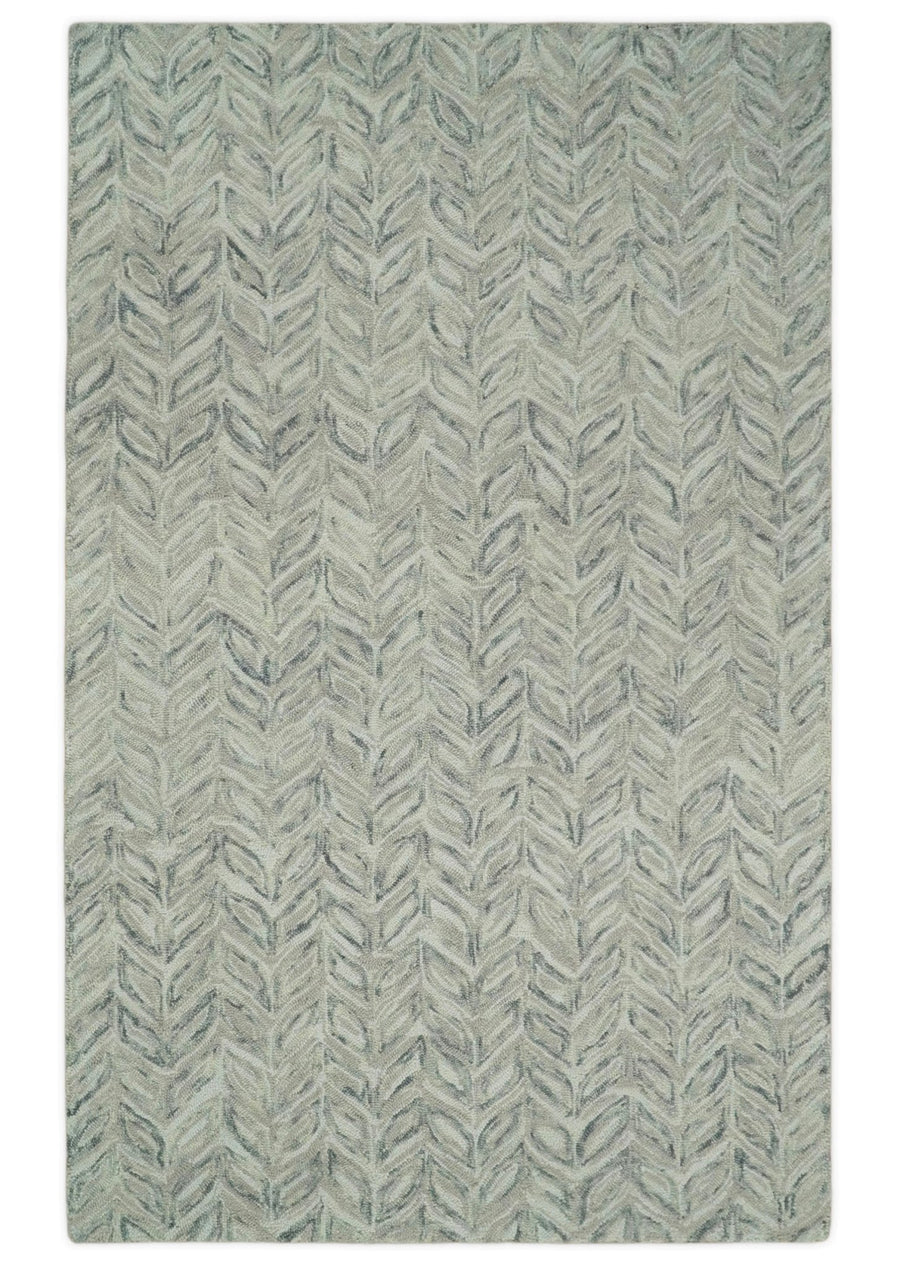 Quick Ship 5x8 Hand Tufted Modern Style Beige And Gray Wool Rug - The Rug Decor