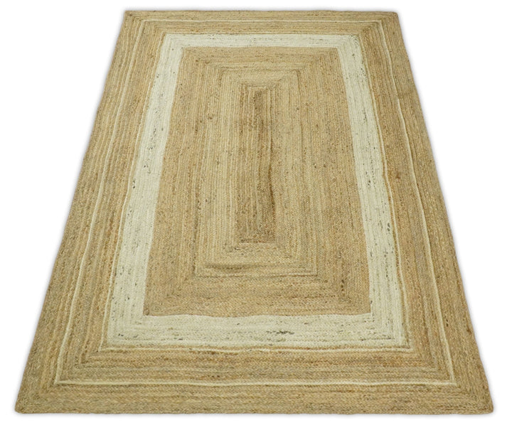 Quick Ship 5x8 Hand Woven Modern Style Brown And White Jute Rug - The Rug Decor