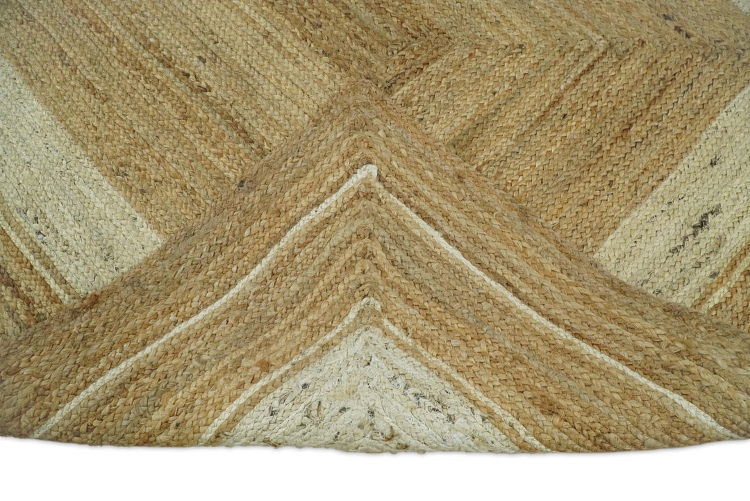 Quick Ship 5x8 Hand Woven Modern Style Brown And White Jute Rug - The Rug Decor