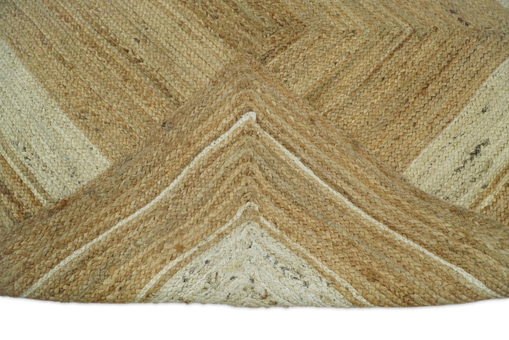 Quick Ship 5x8 Hand Woven Modern Style Brown And White Jute Rug - The Rug Decor