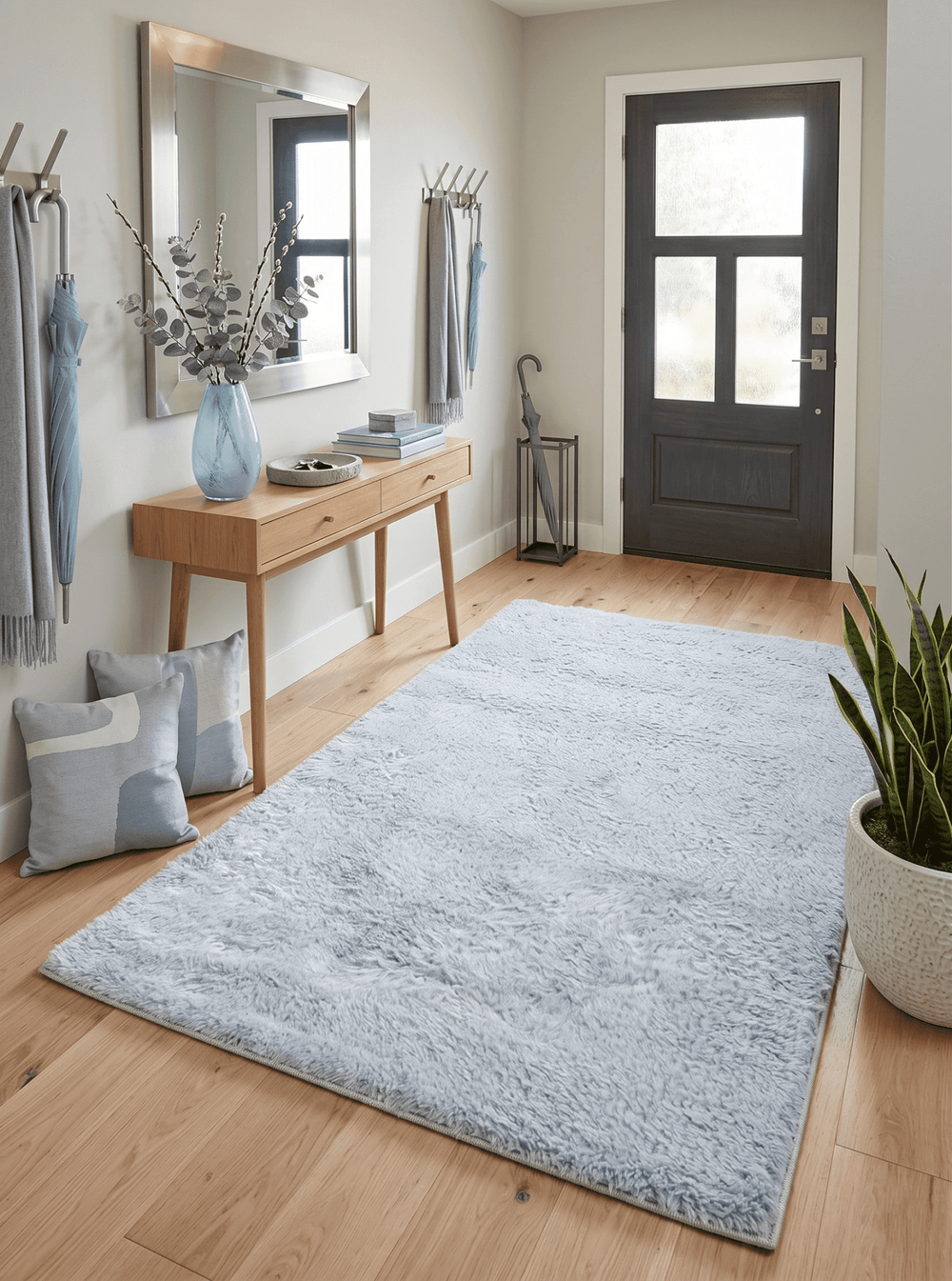 Quick Ship 5x8 Hand Woven Silver Modern Solid Design Wool Rug - The Rug Decor