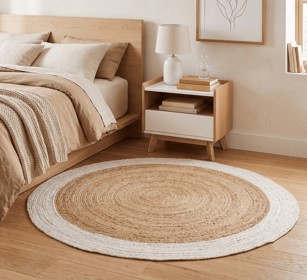 Quick Ship 6x6 Round Solid Natural Brown Hand Braided Jute Rug - The Rug Decor