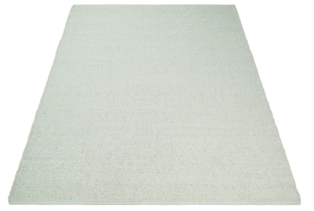 Quick Ship 6x9 Modern Solid Design White Hand Loom Wool Rug - The Rug Decor