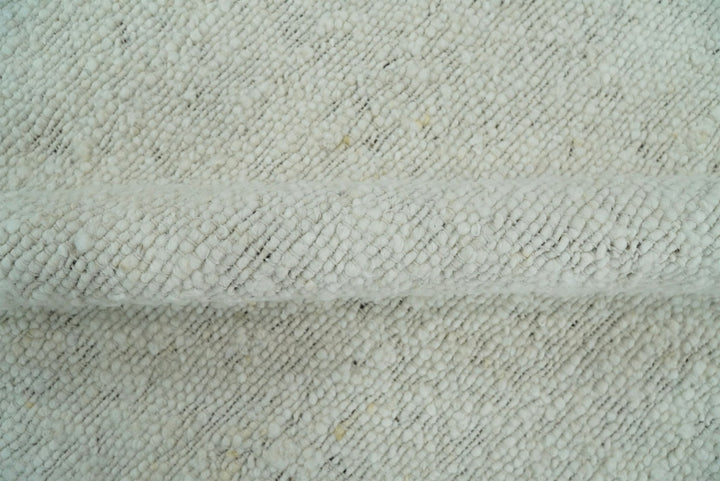 Quick Ship 6x9 Modern Solid Design White Hand Loom Wool Rug - The Rug Decor