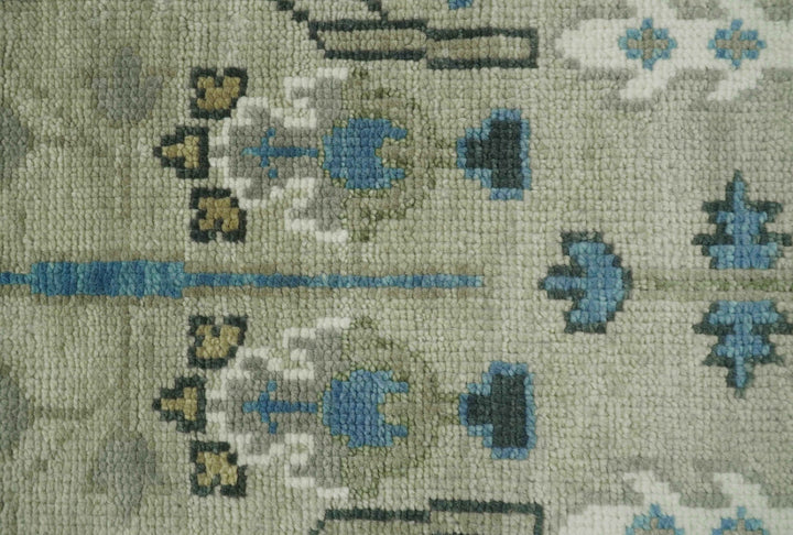 Quick Ship 6x9 Tree of life Beige And Blue Wool Rug - The Rug Decor