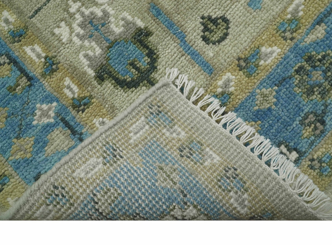 Quick Ship 6x9 Tree of life Beige And Blue Wool Rug - The Rug Decor