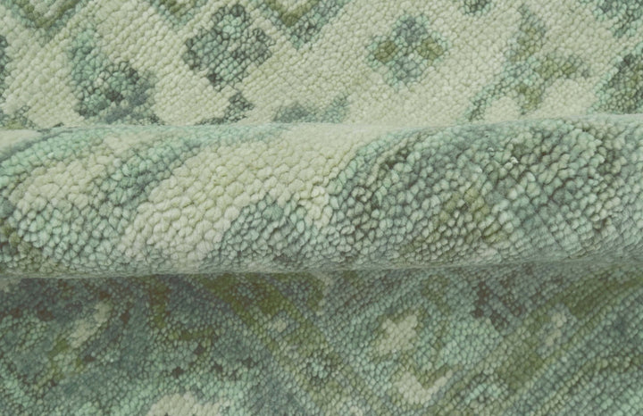 Quick Ship 7x10 Traditional Green And Gray Hand Knotted Wool Rug - The Rug Decor
