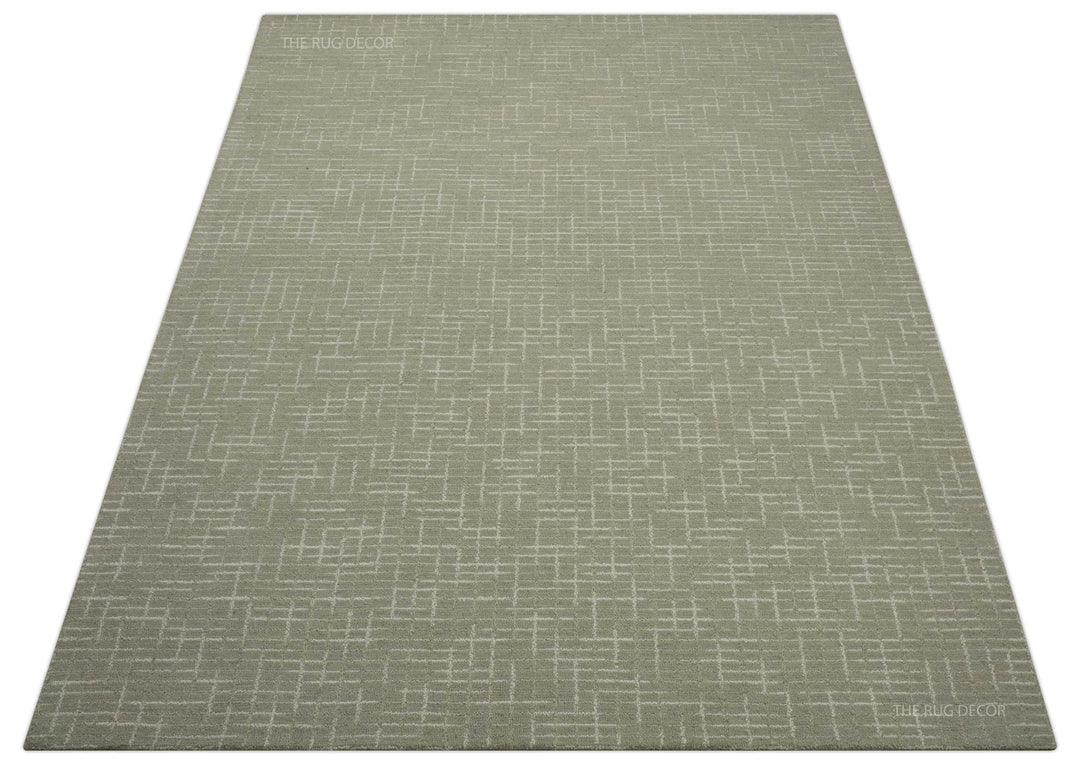 Quick Ship 8x10, 9x12 Beige Contemporary Hand Tufted Wool Rug - The Rug Decor