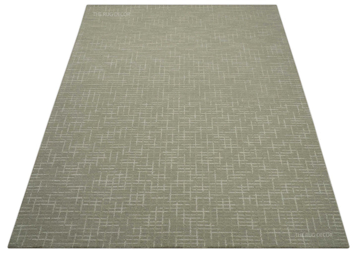 Quick Ship 8x10, 9x12 Beige Contemporary Hand Tufted Wool Rug - The Rug Decor