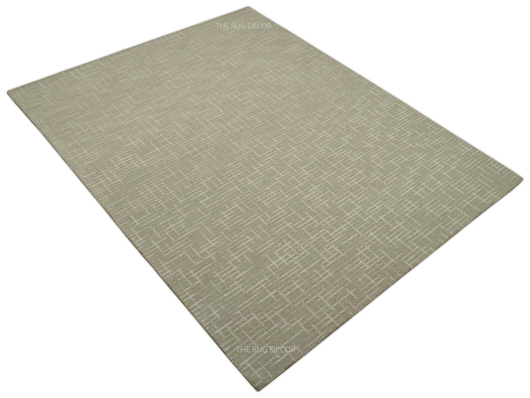 Quick Ship 8x10, 9x12 Beige Contemporary Hand Tufted Wool Rug - The Rug Decor