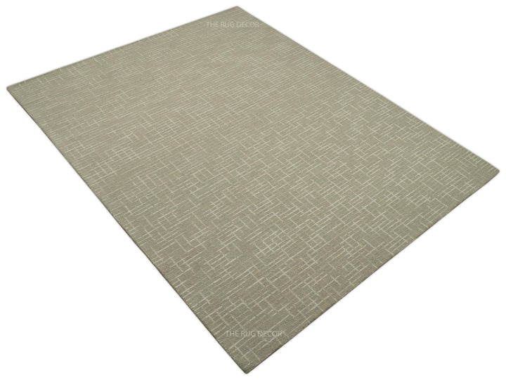 Quick Ship 8x10, 9x12 Beige Contemporary Hand Tufted Wool Rug - The Rug Decor