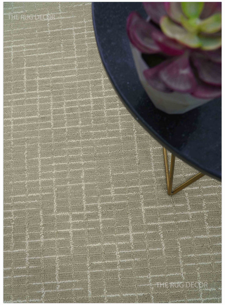 Quick Ship 8x10, 9x12 Beige Contemporary Hand Tufted Wool Rug - The Rug Decor