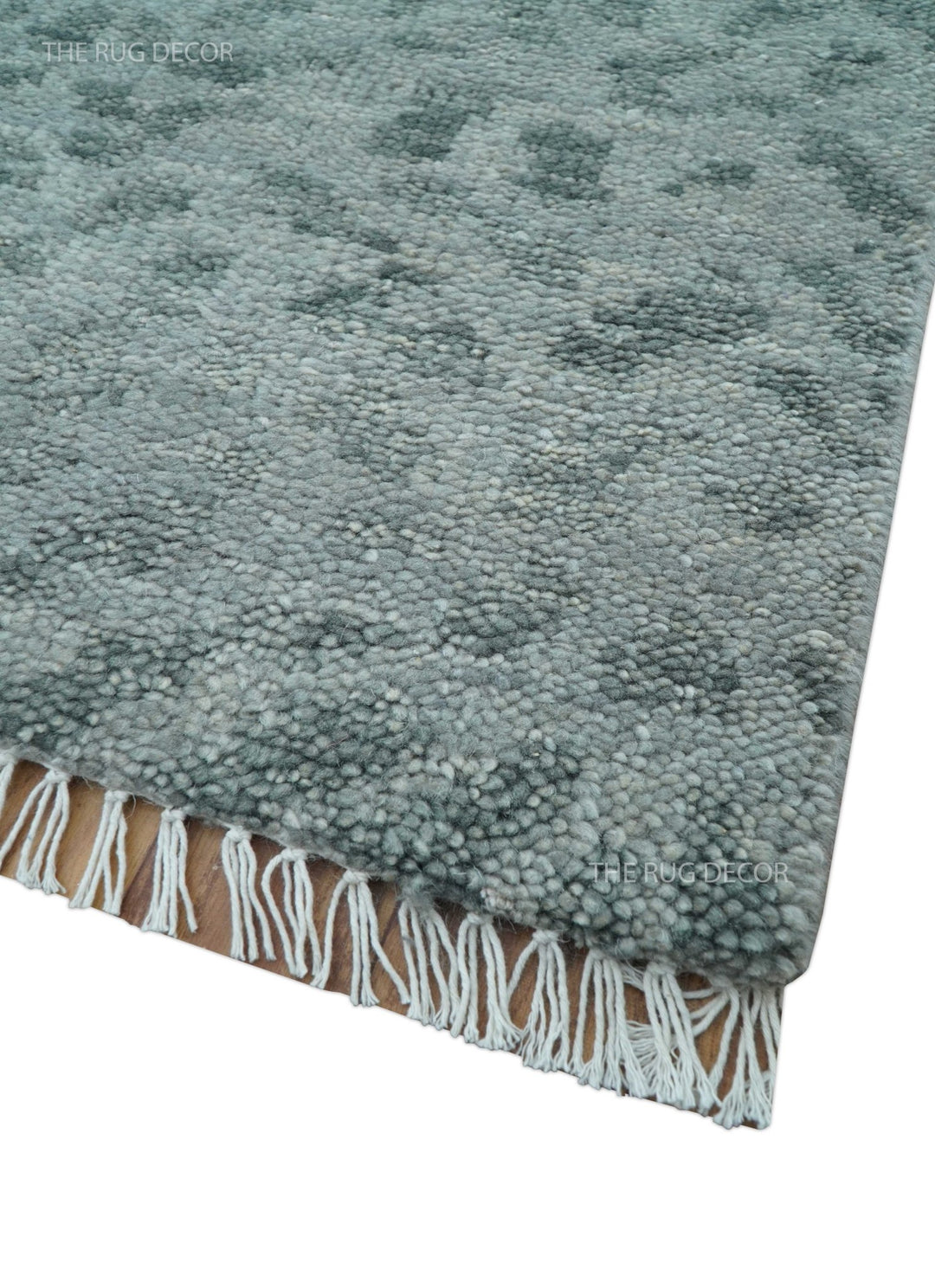 Quick Ship 8x10 Gray And Silver Animal Pattern Hand Knotted Wool Rug - The Rug Decor