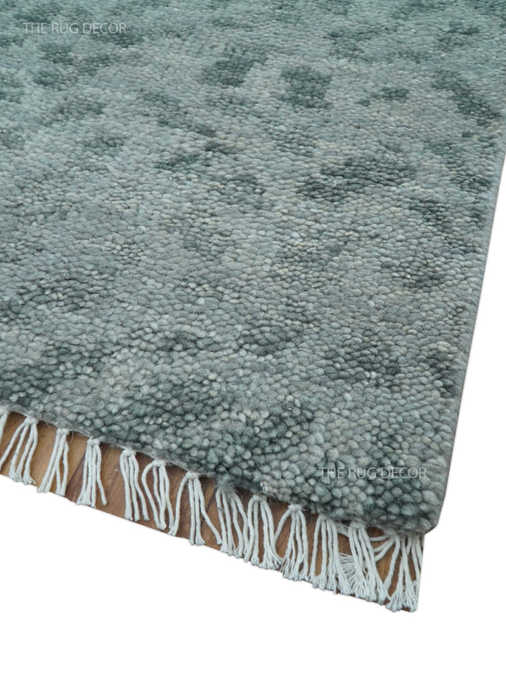 Quick Ship 8x10 Gray And Silver Animal Pattern Hand Knotted Wool Rug - The Rug Decor