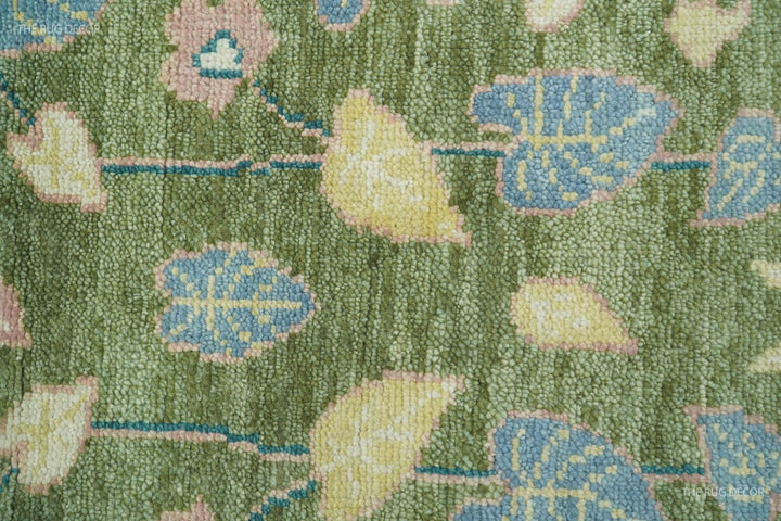 Quick Ship 8x10 Green And Blue Traditional Floral Hand Knotted Wool Rug - The Rug Decor