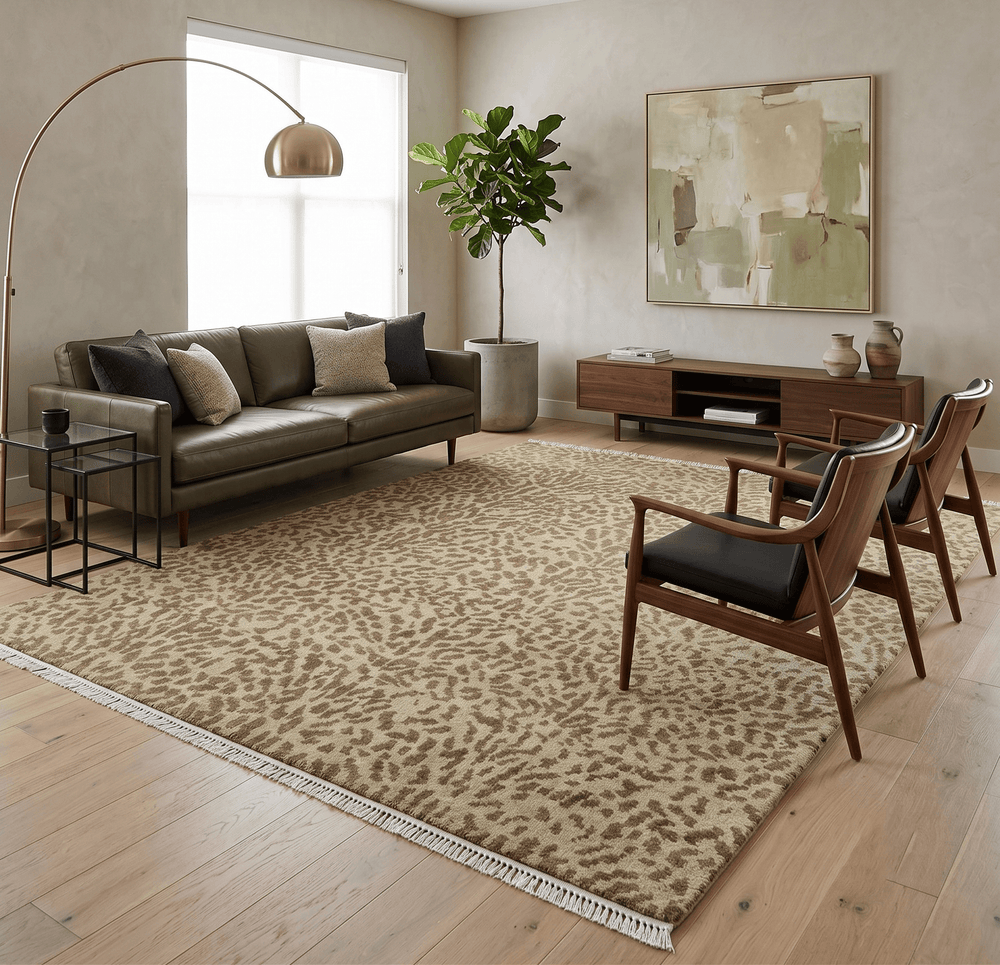 Quick Ship 8x10 Hand Knotted Brown Contemporary Animal Pattern Wool Rug - The Rug Decor