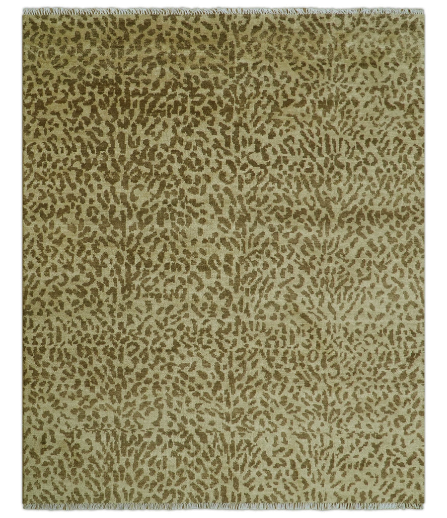 Quick Ship 8x10 Hand Knotted Brown Contemporary Animal Pattern Wool Rug - The Rug Decor