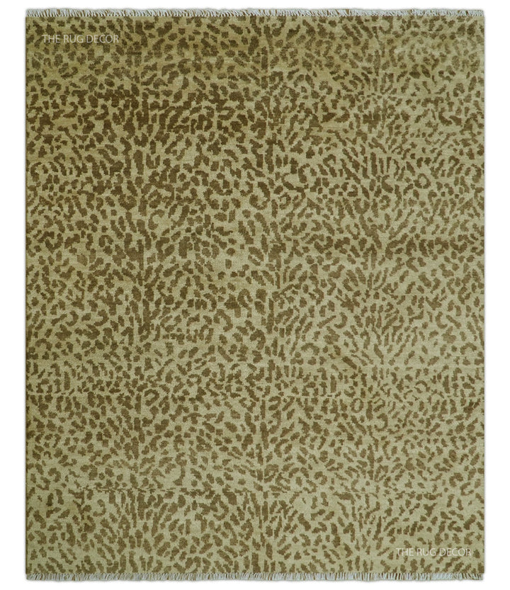 Quick Ship 8x10 Hand Knotted Brown Contemporary Animal Pattern Wool Rug - The Rug Decor