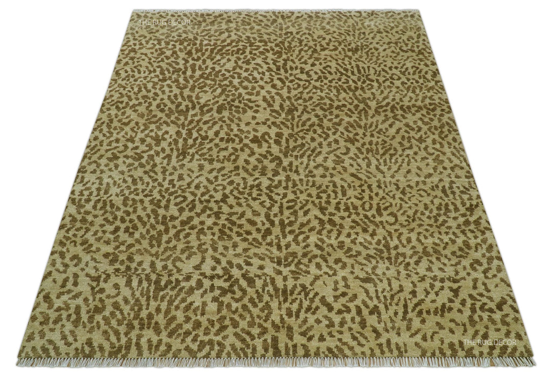 Quick Ship 8x10 Hand Knotted Brown Contemporary Animal Pattern Wool Rug - The Rug Decor