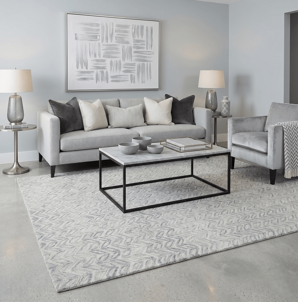 Quick Ship 8x10 Hand Tufted Modern Style Beige And Gray Wool Rug - The Rug Decor