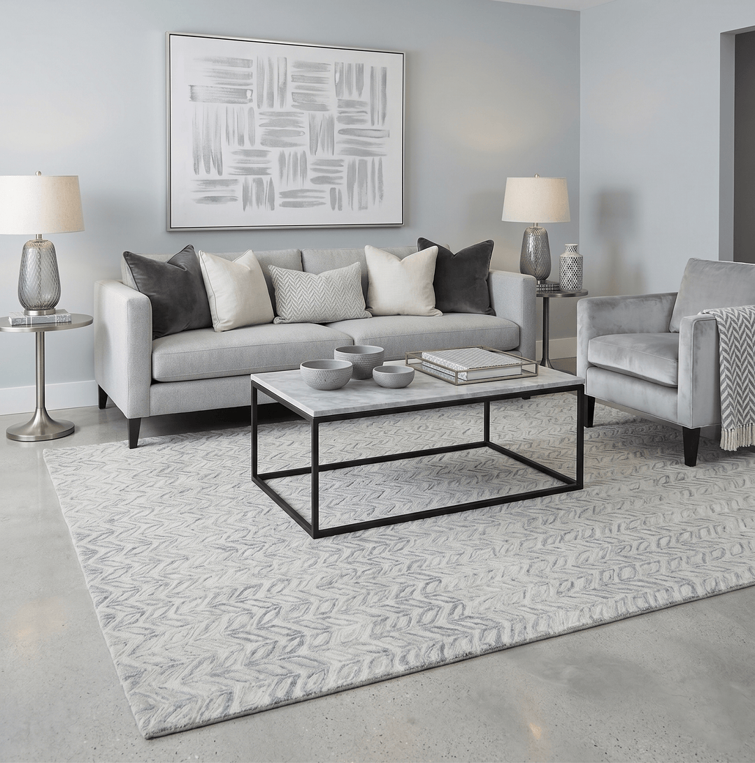 Quick Ship 8x10 Hand Tufted Modern Style Beige And Gray Wool Rug - The Rug Decor