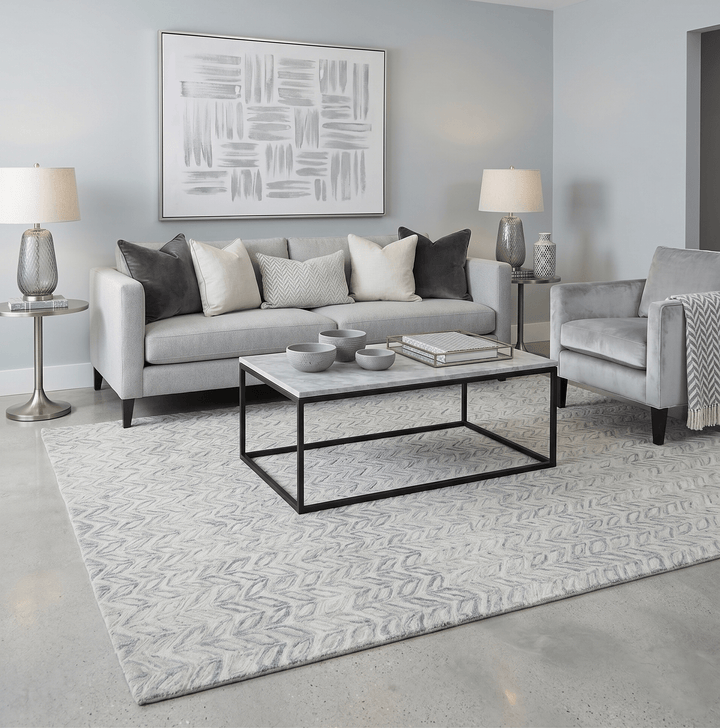 Quick Ship 8x10 Hand Tufted Modern Style Beige And Gray Wool Rug - The Rug Decor