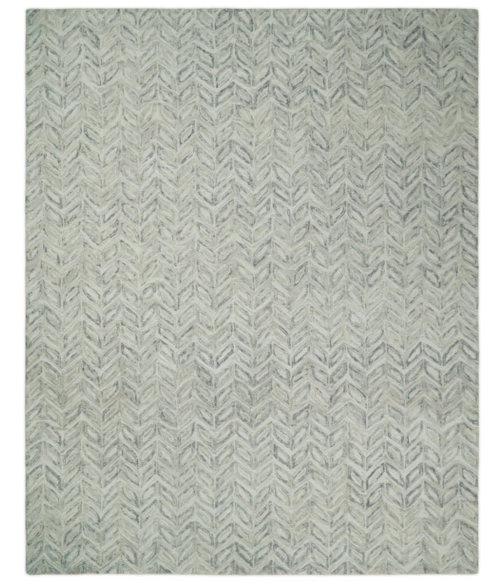 Quick Ship 8x10 Hand Tufted Modern Style Beige And Gray Wool Rug - The Rug Decor