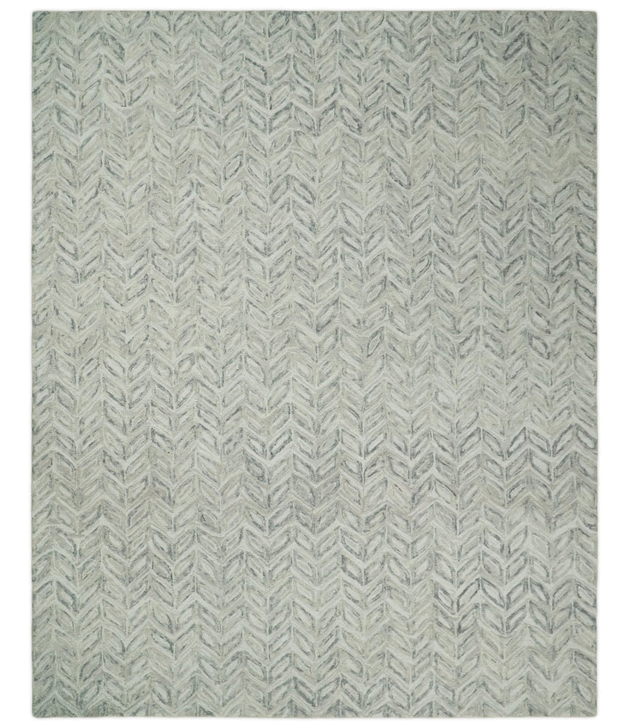 Quick Ship 8x10 Hand Tufted Modern Style Beige And Gray Wool Rug - The Rug Decor
